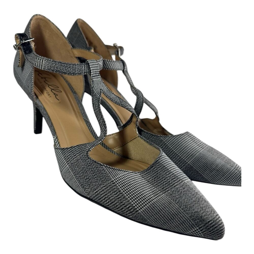New $115 Abella Heel Womens 11M Plaid Prep Comfort Low Heel Office Church Prep